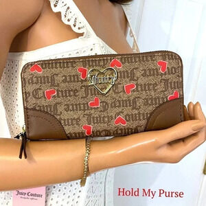 Juicy Couture Large Zip Around Hearts Wallet NWT
